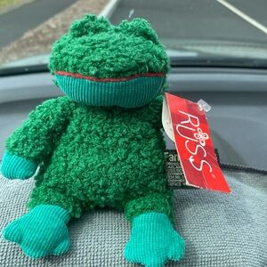 RUSS BERRIE & Co “Green Corduroy Frog Plush” Size 4” (seated) VTG with Tags